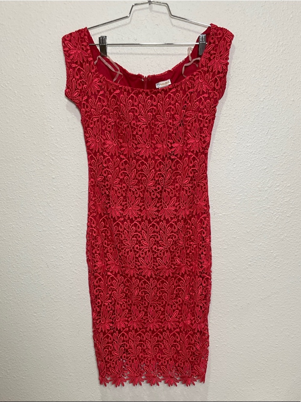 Rubber Ducky Productions Bold Red Lace Midi Dress